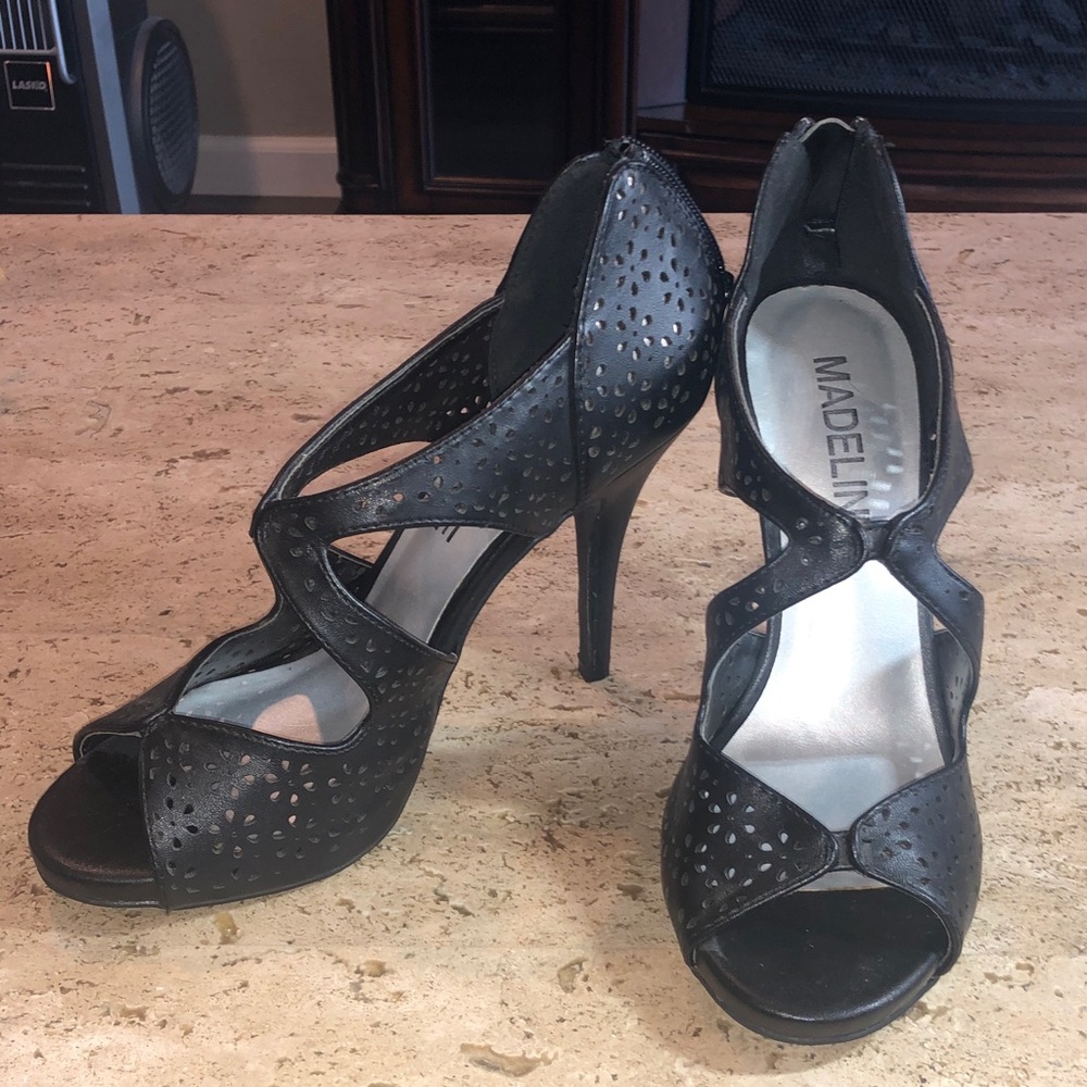 Madeline girl black cut out stilettos